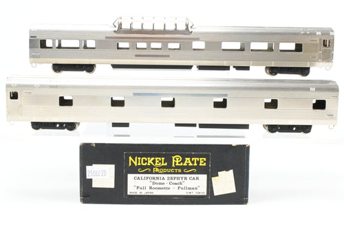 HO Brass NPP - Nickel Plate Products CB&Q - Burlington Route WP & D&RGW California Zephyr Dome Coach Full Roomette Pullman Set
