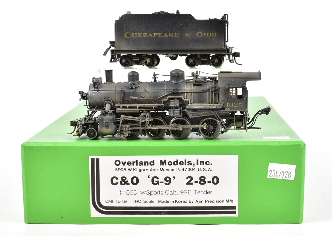 HO Brass OMI - Overland Models C&O - Chesapeake & Ohio G-9 2-8-0 CP & Weathered, No. 1025