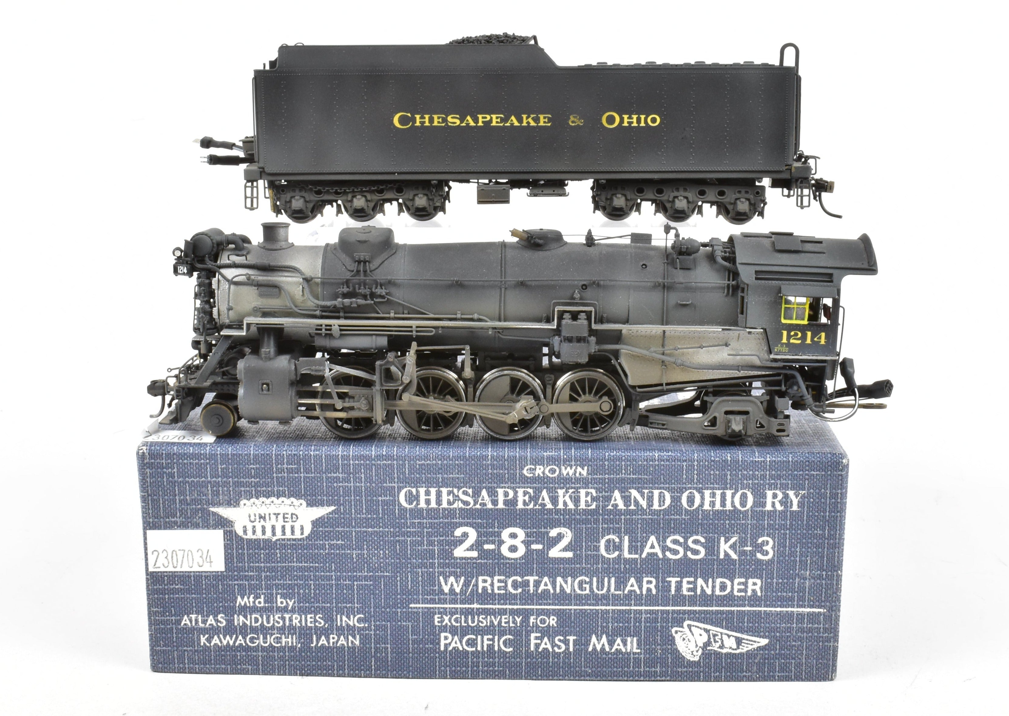 HO Brass PFM - United C&O - Chesapeake & Ohio 2-8-2 K-3a Mikado Rectangular  Tender Custom Painted DCC & Sound