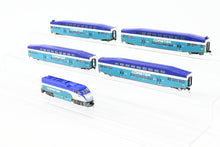 Load image into Gallery viewer, N Athearn Coaster EMD F59PHI and Three Athearn Bombardier Coaches and One Control Car Factory Painted NO BOXES
