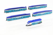 Load image into Gallery viewer, N Athearn Coaster EMD F59PHI and Three Athearn Bombardier Coaches and One Control Car Factory Painted NO BOXES

