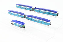 Load image into Gallery viewer, N Athearn Coaster EMD F59PHI and Three Athearn Bombardier Coaches and One Control Car Factory Painted NO BOXES
