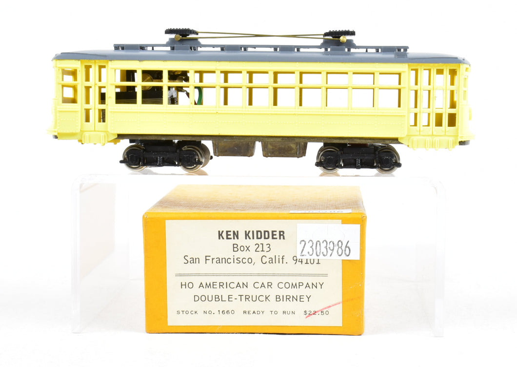 HO Brass Ken Kidder HO American Car Co. Double-Truck Birney Painted