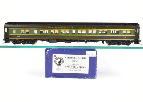 HO Brass Cascade Models CON NP - Northern Pacific HW Coach #604 series custom painted in  pine tree scheme