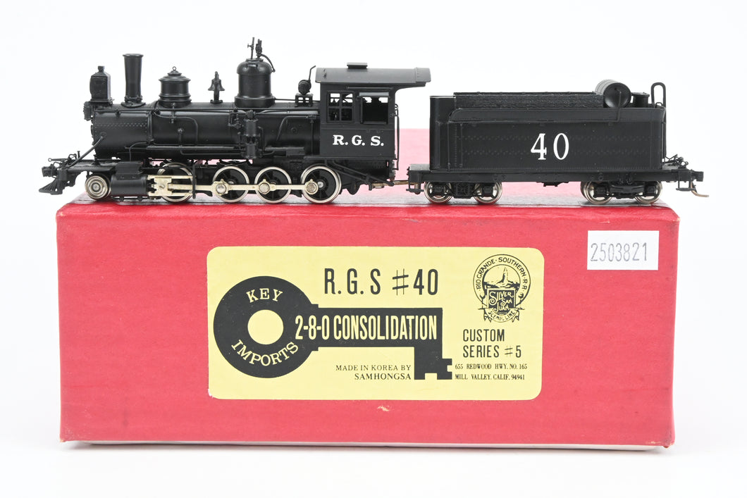 HOn3 Brass Key Imports RGS - Rio Grande Southern C-19 No. 40 2-8-0 Consolidation Factory Painted
