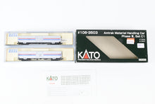 Load image into Gallery viewer, N Kato 106-3503 Amtrak Material Handling Car 2-Pack Phase III Set C-1 Nos. 1524 and 1547
