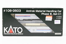 Load image into Gallery viewer, N Kato 106-3503 Amtrak Material Handling Car 2-Pack Phase III Set C-1 Nos. 1524 and 1547
