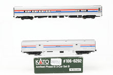 Load image into Gallery viewer, N Kato 106-6292 Amtrak Amfleet Phase III 2-Car Set B Baggage No. 1221 and Cafe No. 28015
