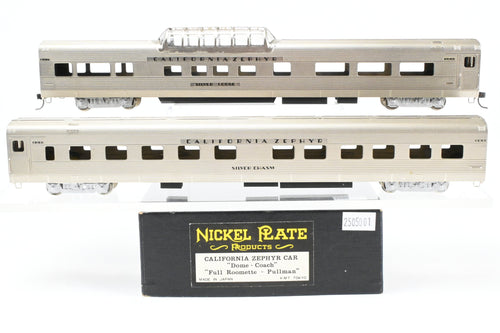 HO Brass NPP - Nickel Plate Products CB&Q - Burlington Route WP & D&RGW California Zephyr Dome Coach Full Roomette Pullman Set