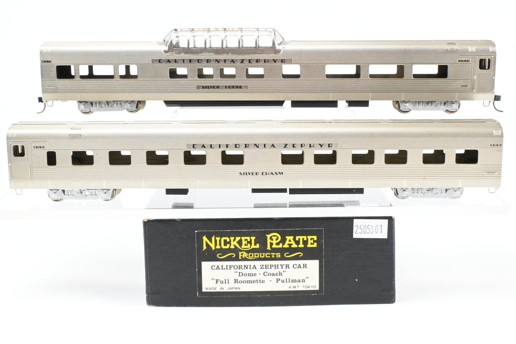 HO Brass NPP - Nickel Plate Products CB&Q - Burlington Route WP & D&RGW California Zephyr Dome Coach Full Roomette Pullman Set