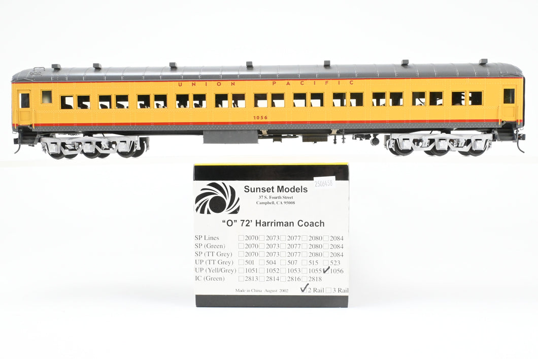 O Brass Sunset Models Third Rail UP - Union Pacific 72’ Harriman Coach FP Yellow/Gray No. 1056