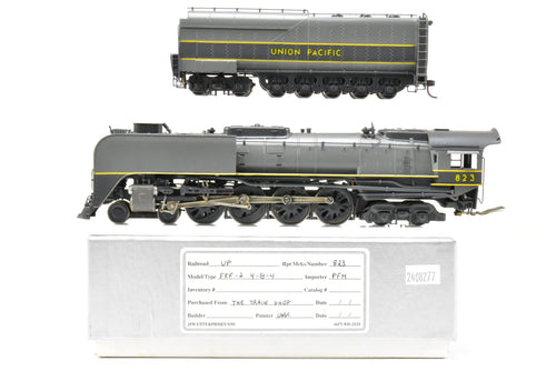 HO Brass PFM - Toby UP Union Pacific 4-8-4 FEF-2 Northern Custom Painted Two Tone Grey #823 with Yellow Stripes REBOXX