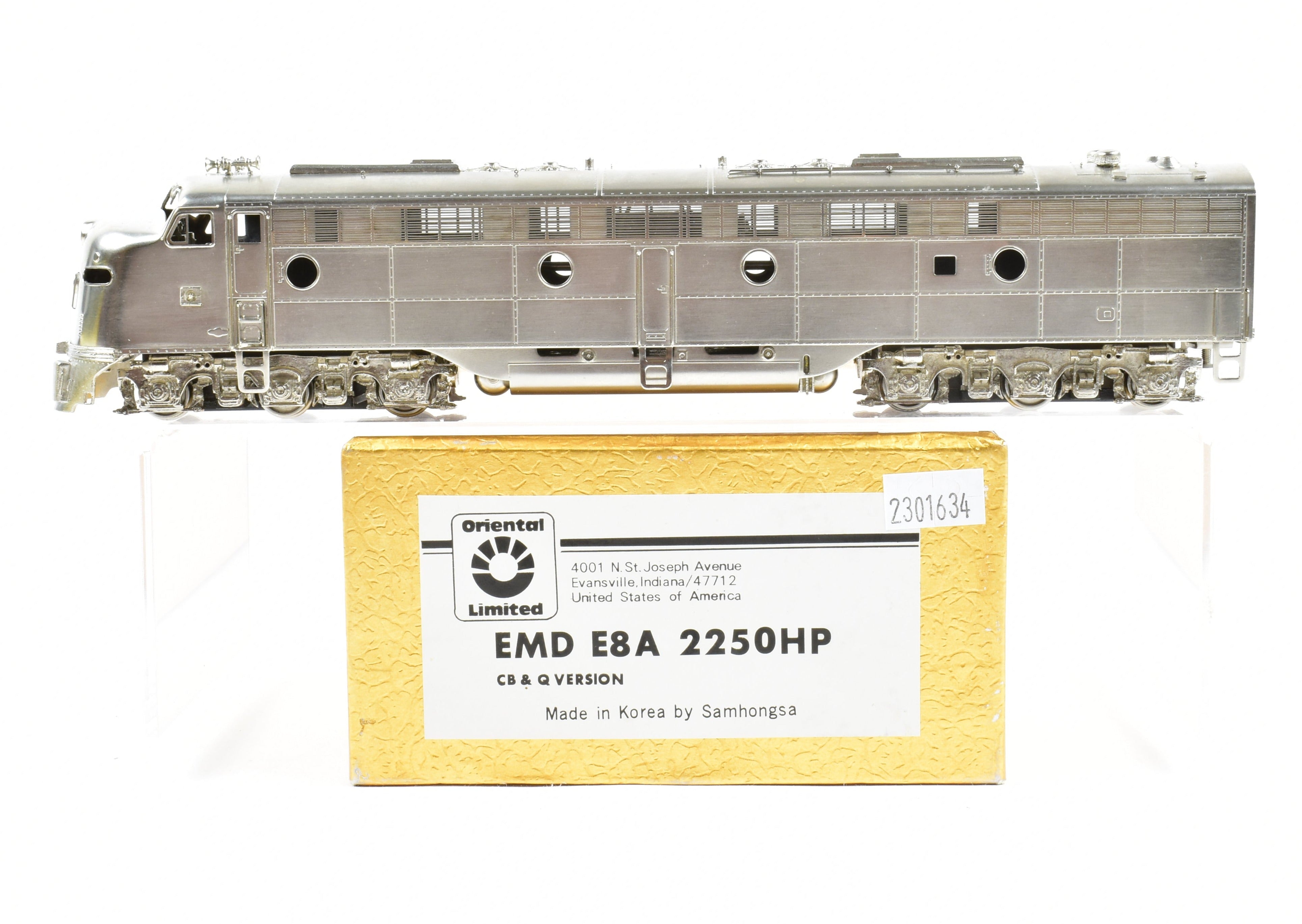 HO Brass Oriental Limited CB&Q - Burlington Route EMD E8A 2250 HP Factory  Plated