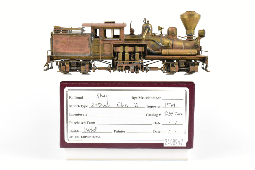 HO Brass PFM - United Early Run 2-Truck Class B Shay Geared Locomotive 1995 run REBOXX