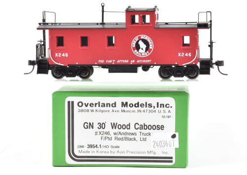 HO Brass OMI - Overland Models, Inc. GN - Great Northern 30' Wood Sided Caboose w/Andrews Truck F/P Lighted #X246