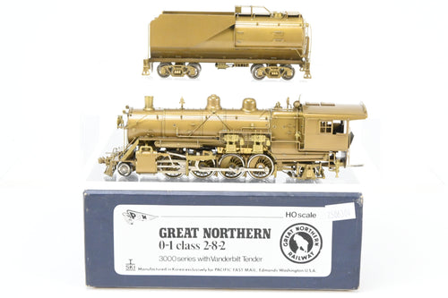 HO Brass PFM – SKI GN – Great Northern O-1 2-8-2 3000 Series W/Vanderbilt Tender