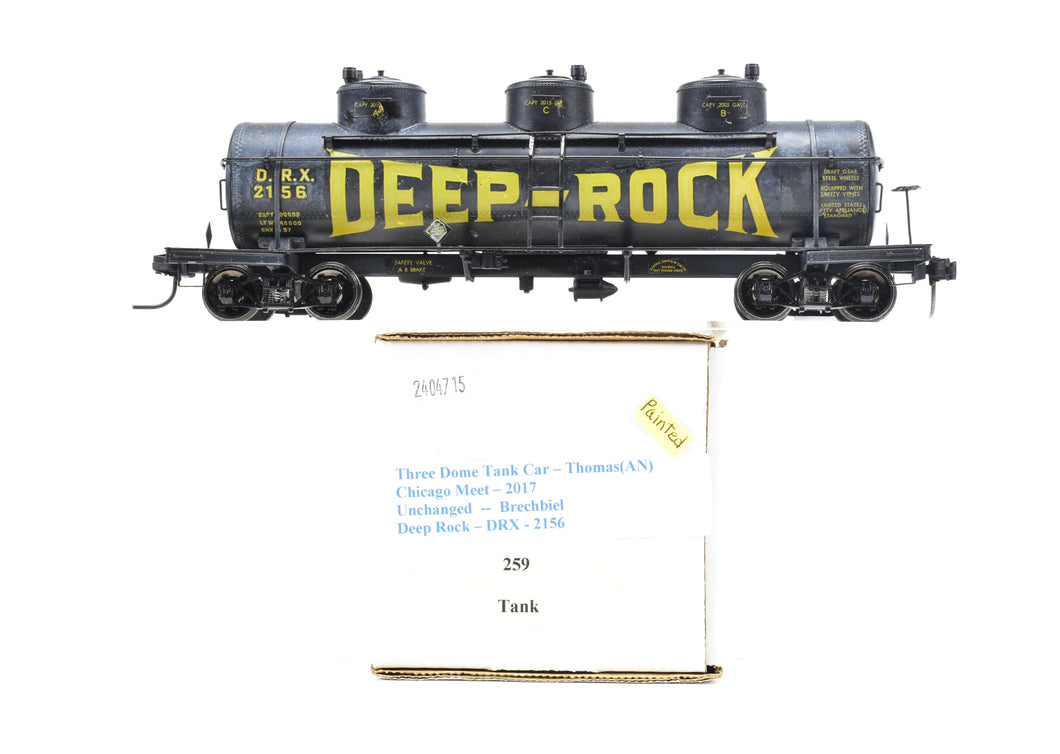 O Scale Brass Unknown Importer 3-Dome tank Car CP DRX 2156 Deep Rock  NO ORIGINAL BOX