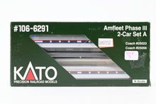 Load image into Gallery viewer, N Kato 106-6291 Amtrak Amfleet Phase III 2-Car Set A Coaches Nos. 25056 and 25023
