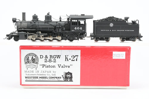 HOn3 Brass Westside Model Co. D&RGW - Denver & Rio Grande Western K-27 2-8-2 Piston Valve Version Custom Painted No. 464