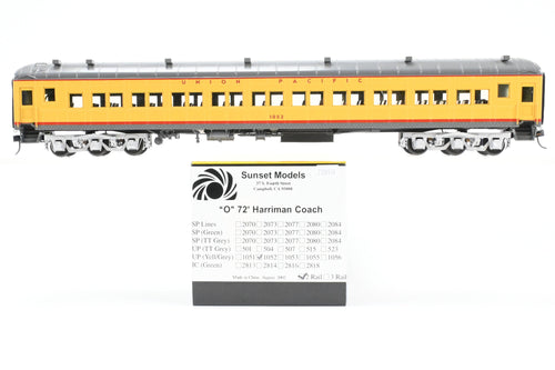 O Brass Sunset Models Third Rail UP - Union Pacific 72’ Harriman Coach FP Yellow/Gray No. 1052