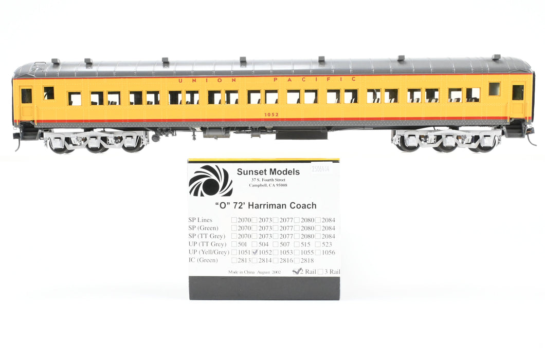 O Brass Sunset Models Third Rail UP - Union Pacific 72’ Harriman Coach FP Yellow/Gray No. 1052