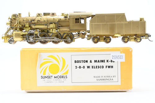 HO Brass Sunset Models B&M - Boston & Maine K-8b 2-8-0 With Elesco FWH
