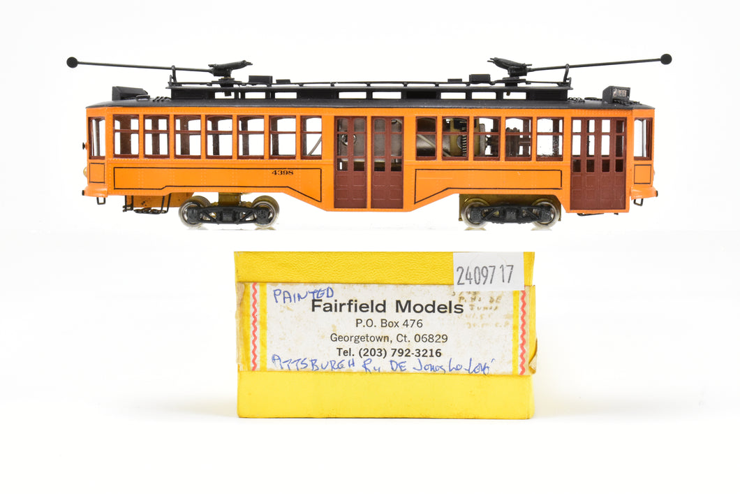 HO Brass Fairfield Models Pittsburgh Railway Co. Jones Trolley Car
