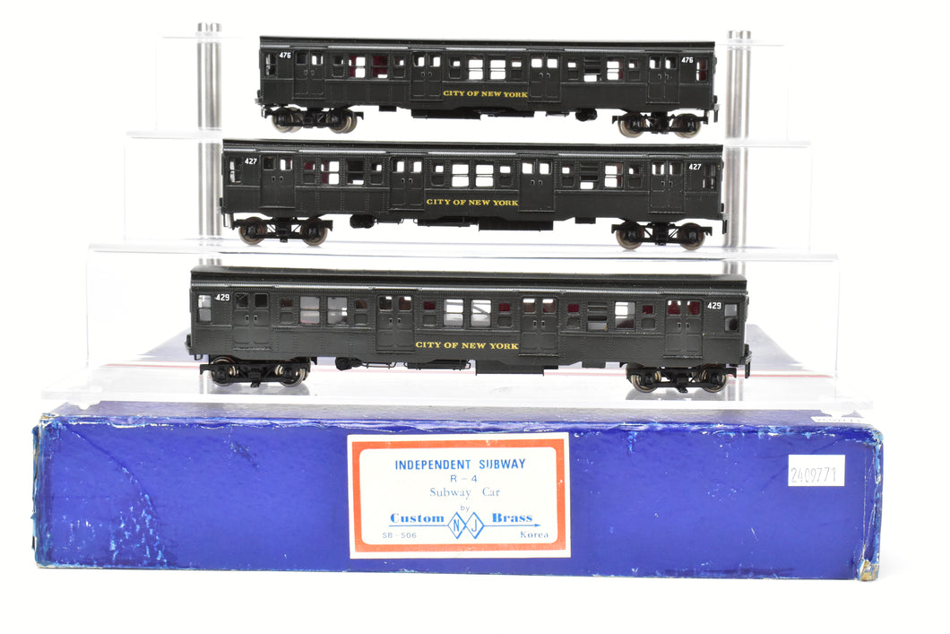 HO Brass NJ Custom Brass - New York City  Independent (IND) Subway R-4  Cars- Set of Three