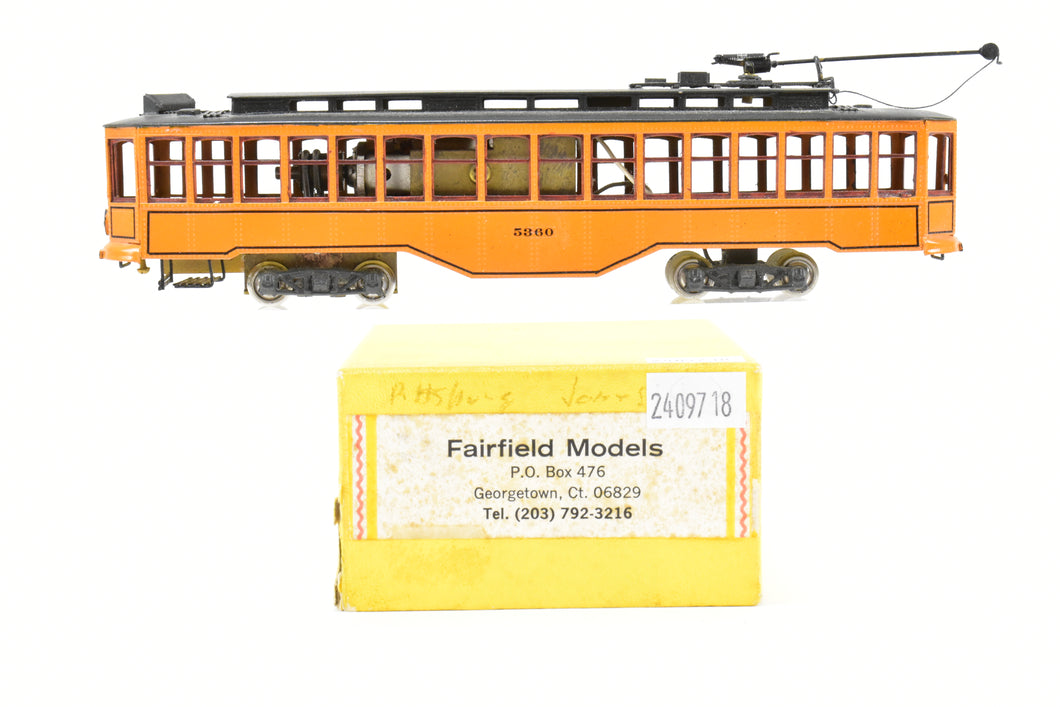 HO Brass Fairfield Models Pittsburgh Jones Trolley Car Single End Version CP #5360
