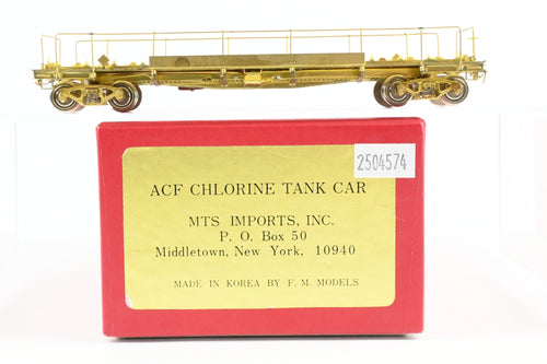 HO Brass MTS Imports Various Roads ACF Chlorine Cylinder Tank Car, w/Cylinders