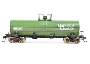 HO Brass PSC - Precision Scale Co. 12,000 Gallon Tank Car Painted Green Mathieson Chemicals NOB