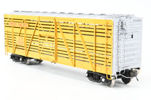 Load image into Gallery viewer, Gauge 1 - 1:32nd Scale Brass Row &amp; Company UP - Union Pacific S-40-12 Stock Car, Circa 1950 Factory Painted Yellow No. 47533
