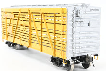 Load image into Gallery viewer, Gauge 1 - 1:32nd Scale Brass Row &amp; Company UP - Union Pacific S-40-12 Stock Car, Circa 1950 Factory Painted Yellow No. 47533
