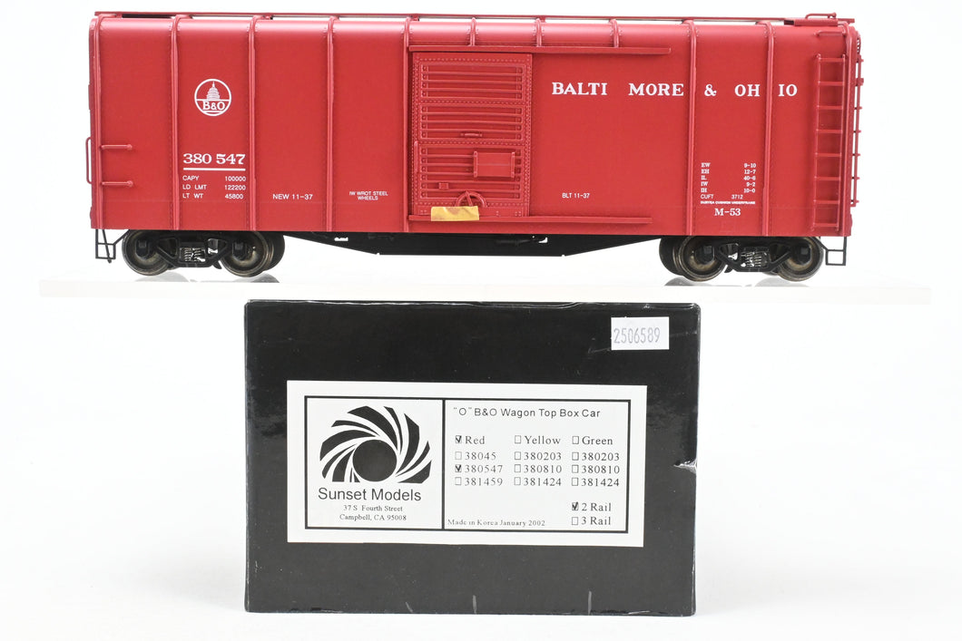 O Brass Sunset Models Third Rail B&O - Baltimore & Ohio M-53 Wagon-top Boxcar FP Red No. 380547