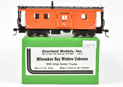 HO Brass OMI - Overland Models, Inc. MILW - Milwaukee Road Bay Window Caboose w/ Drop Center Trucks. CP No. 992016