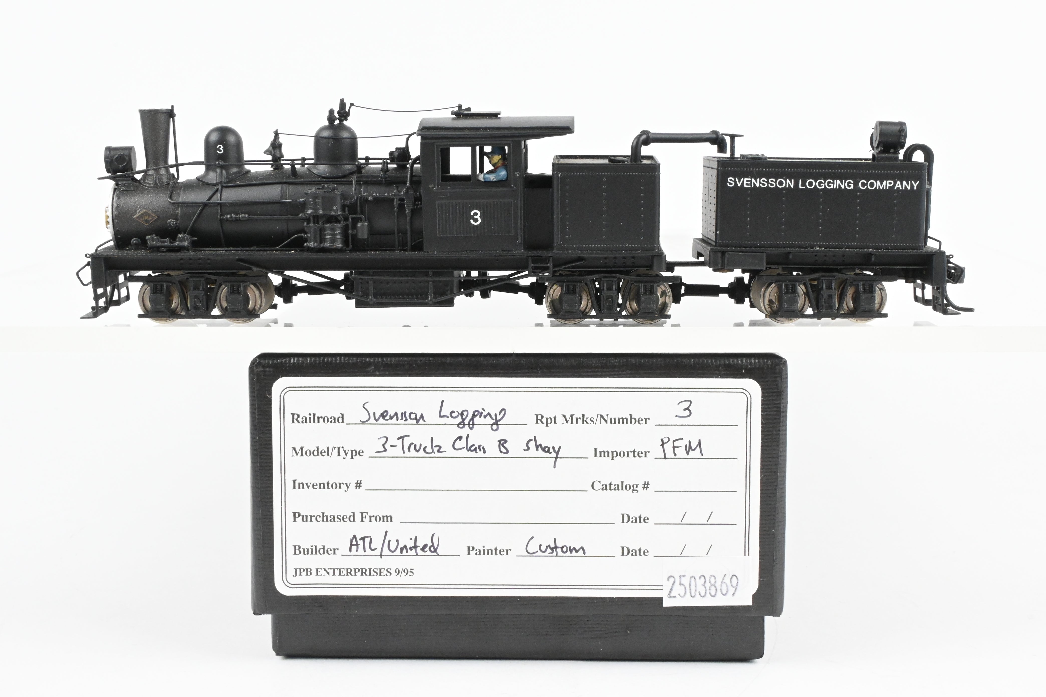 HO Brass PFM - United Various Roads 3-Truck Shay Class B Geared