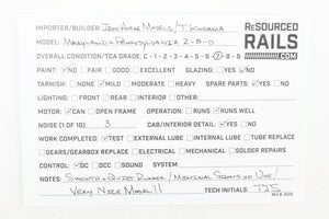 O Brass PSC - Precision Scale  Co. MA&PA - Maryland & Pennsylvania 2-8-0 Consolidation #26