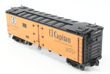 Load image into Gallery viewer, Gauge 1 - 1:32nd Scale Brass Row &amp; Company ATSF - Santa Fe SFRD RR-27/33 Refrigerator Car, Factory Painted "El Capitan", No. 34854
