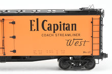 Load image into Gallery viewer, Gauge 1 - 1:32nd Scale Brass Row &amp; Company ATSF - Santa Fe SFRD RR-27/33 Refrigerator Car, Factory Painted "El Capitan", No. 34854
