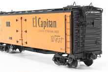 Load image into Gallery viewer, Gauge 1 - 1:32nd Scale Brass Row &amp; Company ATSF - Santa Fe SFRD RR-27/33 Refrigerator Car, Factory Painted "El Capitan", No. 34854
