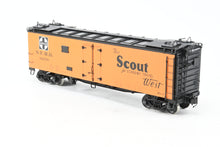 Load image into Gallery viewer, Gauge 1 - 1:32nd Scale Brass Row &amp; Company ATSF - Santa Fe SFRD RR-27/33 Refrigerator Car, Factory Painted "Scout", No. 34659
