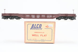 O Brass Alco Models PRR - Pennsylvania Railroad F33 Greenville Well Flat Custom Painted & Weathered No. 470092
