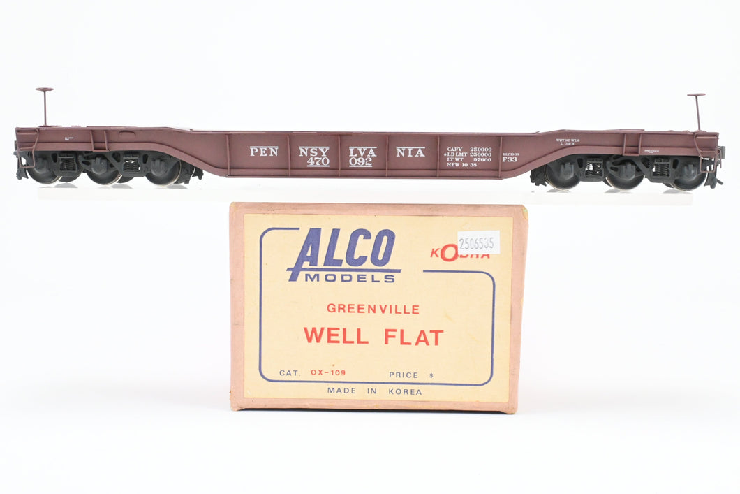 O Brass Alco Models PRR - Pennsylvania Railroad F33 Greenville Well Flat Custom Painted & Weathered No. 470092