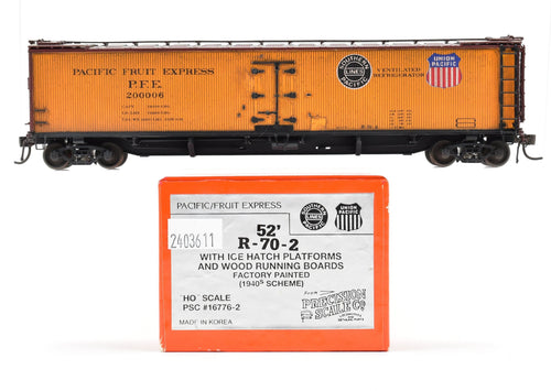 HO Brass PSC - Precision Scale Co. PFE - Pacific Fruit Express 52' R-70-2 Ice Refrigerator Car FP No. 200006 Weathered