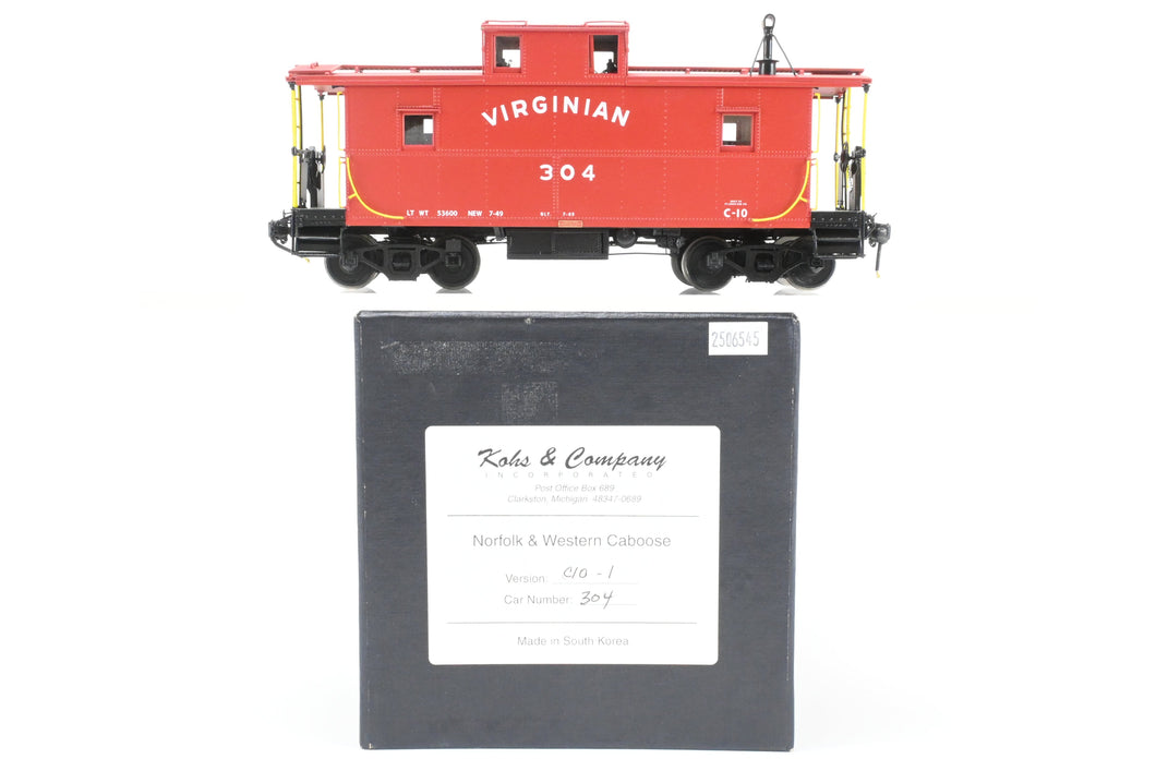 O Brass Kohs and Company VGN - Virginian Railway N&W - Norfolk & Western Style C-10 Caboose Factory Painted No. 304