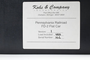 O Brass Kohs and Company PRR - Pennsylvania Railroad FD-2 Flat Car Version 1 W/large Westinghouse Load Factory Painted No. 470245