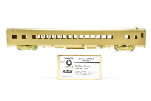 HO Brass Oriental Limited NP - Northern Pacific North Coast Limited 56-Seat Coach #500 w/ Skirts