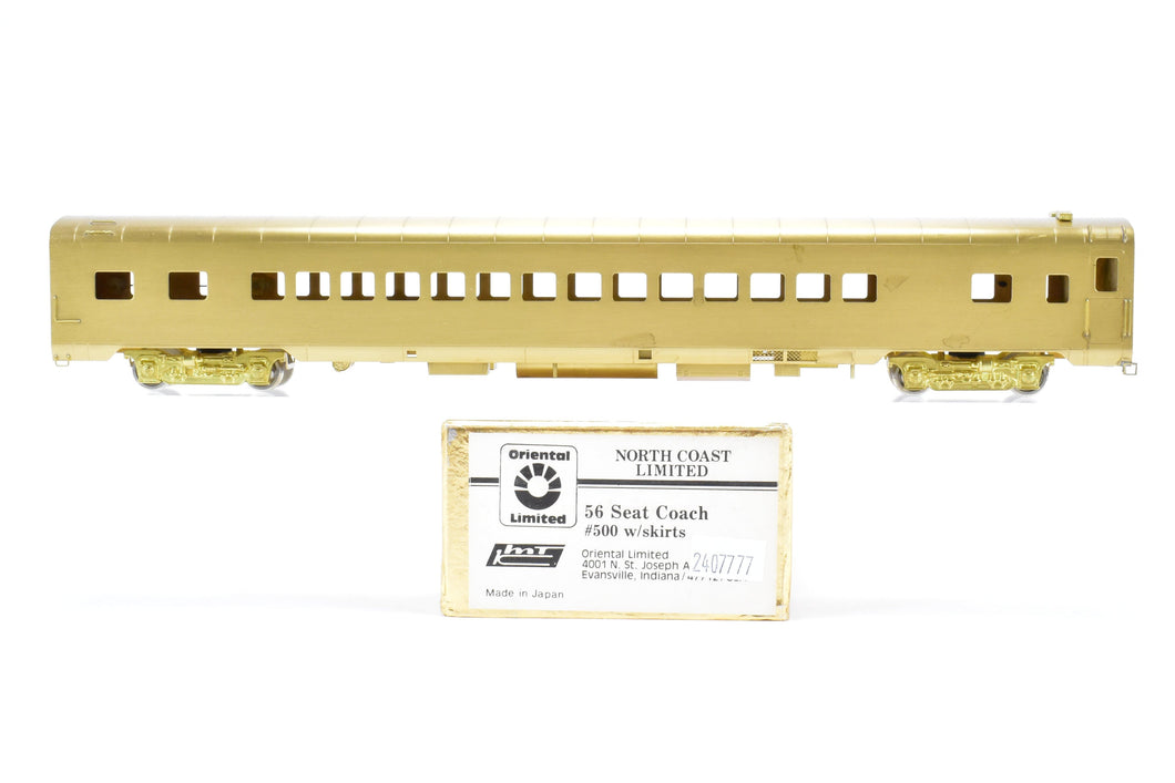 HO Brass Oriental Limited NP - Northern Pacific North Coast Limited 56-Seat Coach #500 w/ Skirts