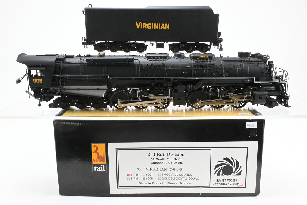 O Brass Sunset Models 3rd Rail Division VGN - Virginian Allegheny Class  2-6-6-6 2-Rail Factory Painted No. 906