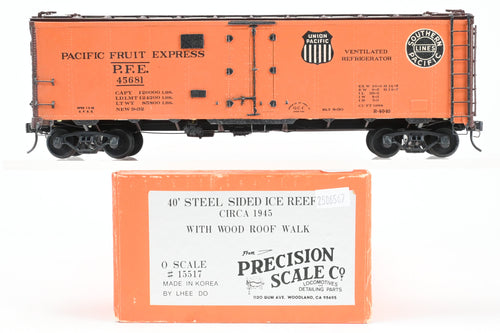 O Brass PSC - Precision Scale Co. PFE - Pacific Fruit Express 40’ Steel Reefer with Wood Roof Walk Circa 1945 CP No. 45681